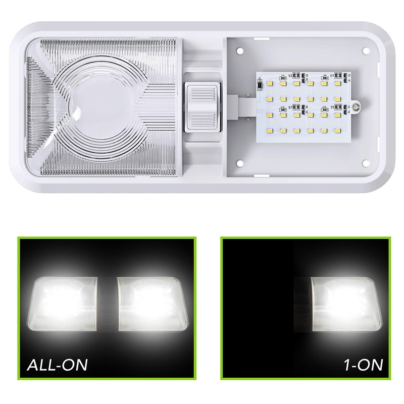 Leisure LED 4 Pack RV LED Ceiling Double Dome Light Fixture with ON/OFF Switch Interior Lighting for Car/RV/Trailer/Camper/Boat DC 12V Natural White 4000-4500K 48X2835SMD - Image 5